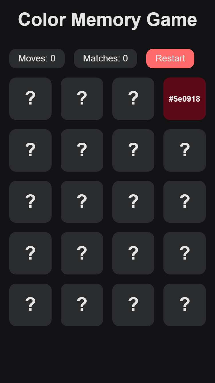 Screenshot of Color Memory Game