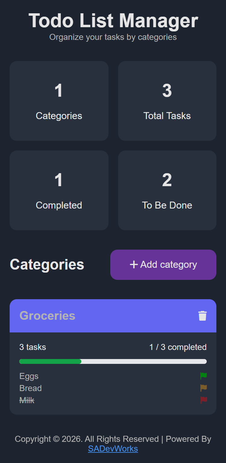 Screenshot of Todo Manager
